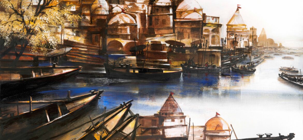 Paresh Maity, The Place of Faith, oil & acrylic on canvas, 72'' x 120'', 2022 (1)