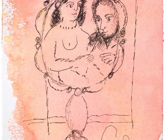 Sakti Burman, Fragments - Reflection, Watercolour, pen & ink on paper, 7.5'' x 6'', 2020